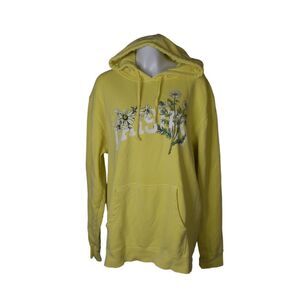 Daisies Oversized Flower Sweatshirt Pale Yellow Floral Unisex Large